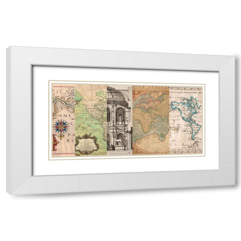Cahiers de voyage II White Modern Wood Framed Art Print with Double Matting by Joannoo