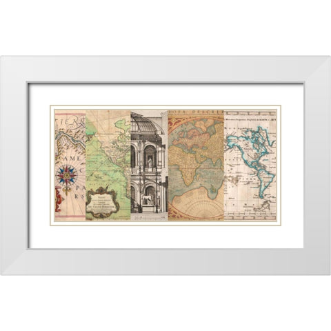 Cahiers de voyage II White Modern Wood Framed Art Print with Double Matting by Joannoo