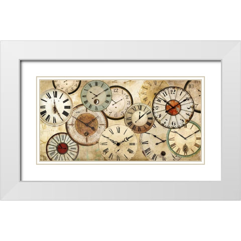 Timepieces White Modern Wood Framed Art Print with Double Matting by Joannoo