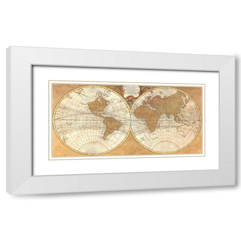 Gilded World Hemispheres I White Modern Wood Framed Art Print with Double Matting by Joannoo