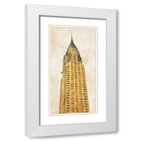 Gilded Skyscraper I White Modern Wood Framed Art Print with Double Matting by Joannoo