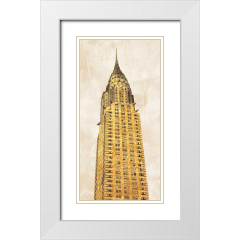 Gilded Skyscraper I White Modern Wood Framed Art Print with Double Matting by Joannoo