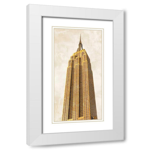 Gilded Skyscraper II White Modern Wood Framed Art Print with Double Matting by Joannoo