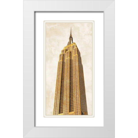 Gilded Skyscraper II White Modern Wood Framed Art Print with Double Matting by Joannoo