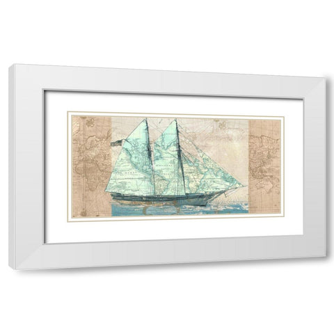 Sailing to the Seas White Modern Wood Framed Art Print with Double Matting by Joannoo