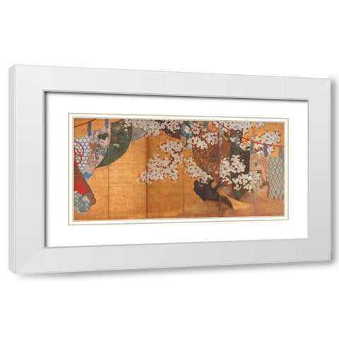 Wind-screen and cherry tree White Modern Wood Framed Art Print with Double Matting by Anonymous