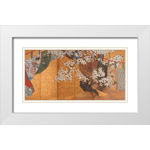 Wind-screen and cherry tree White Modern Wood Framed Art Print with Double Matting by Anonymous