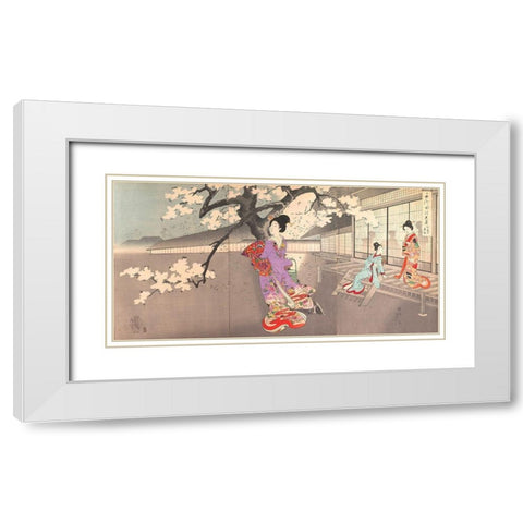 Chiyoda Castle White Modern Wood Framed Art Print with Double Matting by Chikanobu, Yoshu (Hashimoto)