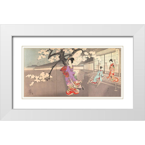 Chiyoda Castle White Modern Wood Framed Art Print with Double Matting by Chikanobu, Yoshu (Hashimoto)