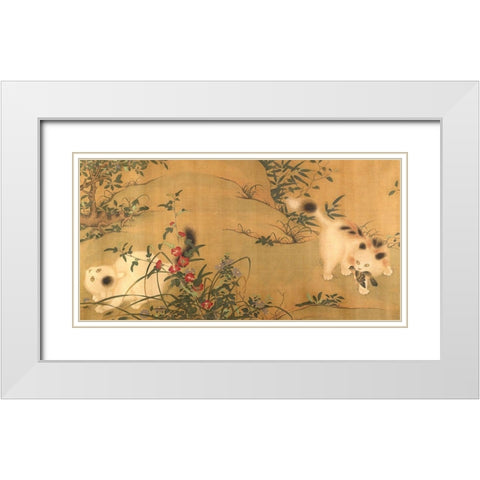 Spring Play in a Tang Garden White Modern Wood Framed Art Print with Double Matting by Anonymous