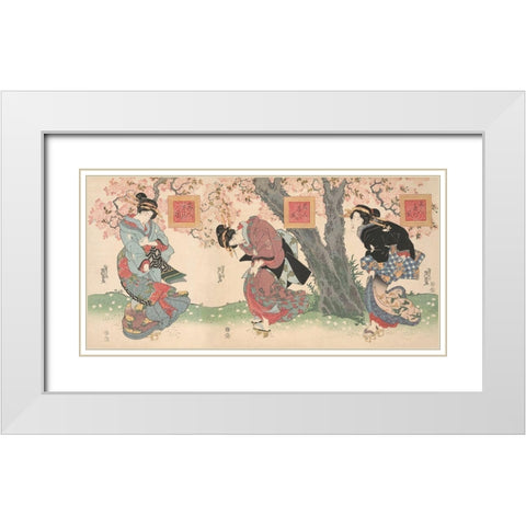 Beauties in a spring storm White Modern Wood Framed Art Print with Double Matting by Eisen, Keisai