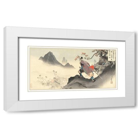 Kato Kiyomasa destroying the palace of Orankai White Modern Wood Framed Art Print with Double Matting by Toshikata, Mizuno