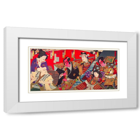 Kumagaya Camp Ground White Modern Wood Framed Art Print with Double Matting by Kunichika, Toyohara