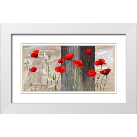 Country Poppies White Modern Wood Framed Art Print with Double Matting by Thomlinson, Jenny