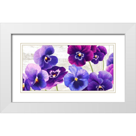 Dance of Pansies White Modern Wood Framed Art Print with Double Matting by Thomlinson, Jenny