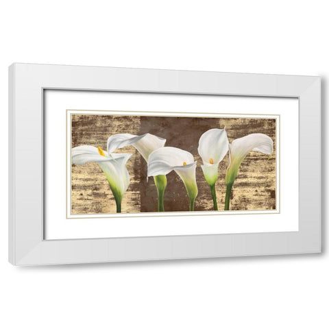 Callas on Gold (mocca variation) White Modern Wood Framed Art Print with Double Matting by Thomlinson, Jenny