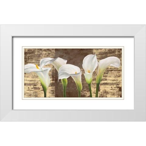 Callas on Gold (mocca variation) White Modern Wood Framed Art Print with Double Matting by Thomlinson, Jenny