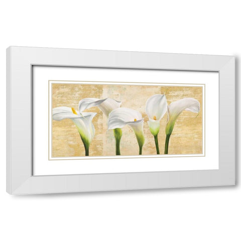 Callas on Gold (neutral variation) White Modern Wood Framed Art Print with Double Matting by Thomlinson, Jenny