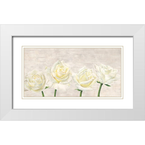 Classic Roses White Modern Wood Framed Art Print with Double Matting by Jenny, Thomlinson