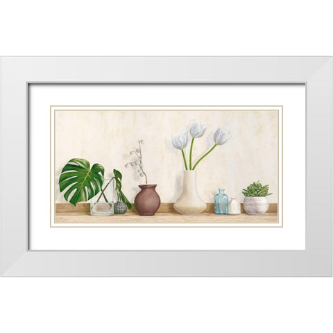 Minimalist floral setting White Modern Wood Framed Art Print with Double Matting by Thomlison, Jenny