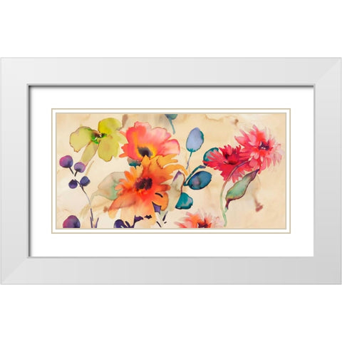 Floral Fireworks White Modern Wood Framed Art Print with Double Matting by Parr, Kelly