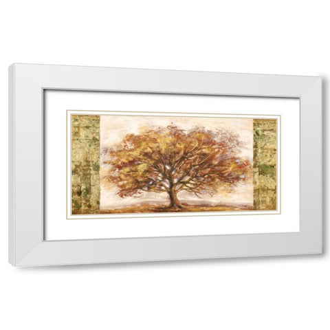 Golden Tree Panel White Modern Wood Framed Art Print with Double Matting by Lucas