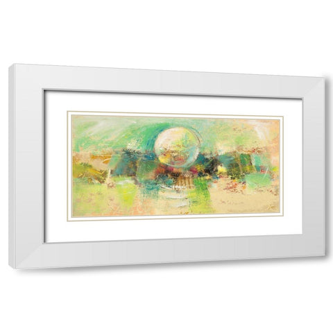 Luna smeraldo White Modern Wood Framed Art Print with Double Matting by Lucas