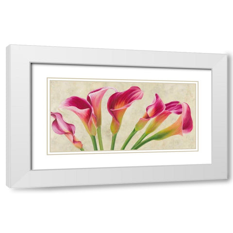 Calla parade White Modern Wood Framed Art Print with Double Matting by Villa, Luca