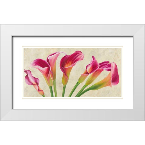 Calla parade White Modern Wood Framed Art Print with Double Matting by Villa, Luca