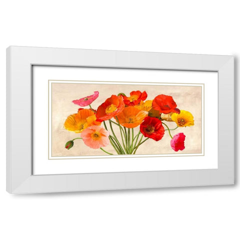 Poppies in Spring White Modern Wood Framed Art Print with Double Matting by Villa, Luca