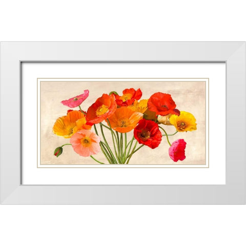 Poppies in Spring White Modern Wood Framed Art Print with Double Matting by Villa, Luca