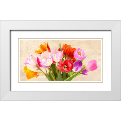 Tulips in Spring White Modern Wood Framed Art Print with Double Matting by Villa, Luca