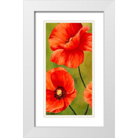 Poppies in the wind I White Modern Wood Framed Art Print with Double Matting by Villa, Luca