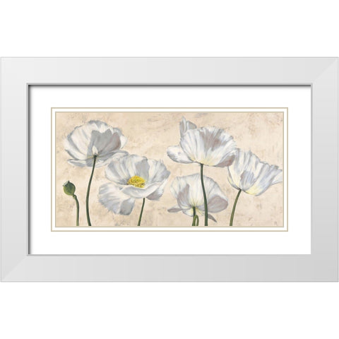 Poppies in White White Modern Wood Framed Art Print with Double Matting by Luca, Villa