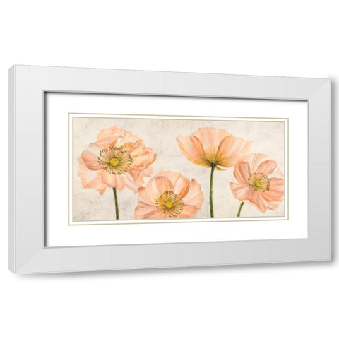 Poppies in Pink White Modern Wood Framed Art Print with Double Matting by Luca, Villa