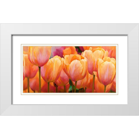 Summer Tulips White Modern Wood Framed Art Print with Double Matting by Villa, Luca