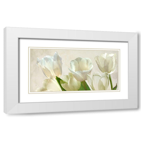 White Tulips (detail) White Modern Wood Framed Art Print with Double Matting by Villa, Luca