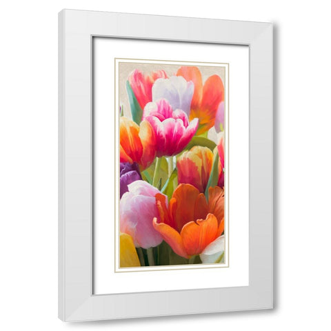Spring Tulips II White Modern Wood Framed Art Print with Double Matting by Villa, Luca