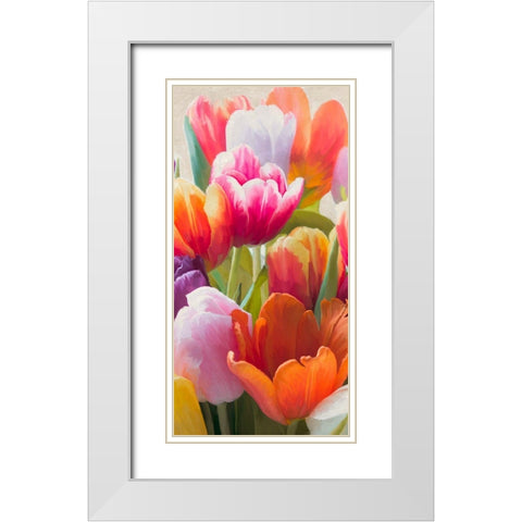 Spring Tulips II White Modern Wood Framed Art Print with Double Matting by Villa, Luca