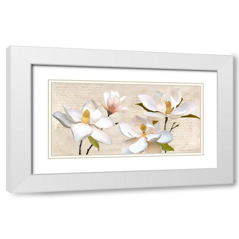 Ivory Magnolia White Modern Wood Framed Art Print with Double Matting by Villa, Luca