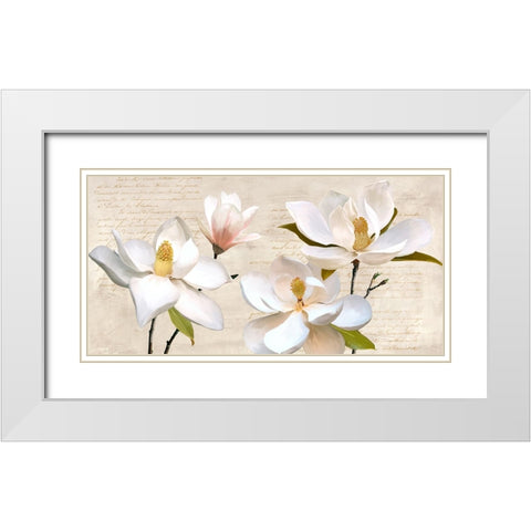 Ivory Magnolia White Modern Wood Framed Art Print with Double Matting by Villa, Luca