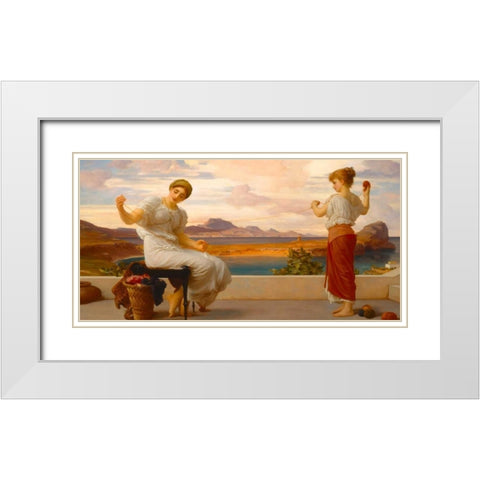 Winding the Skein White Modern Wood Framed Art Print with Double Matting by Leighton, Frederic
