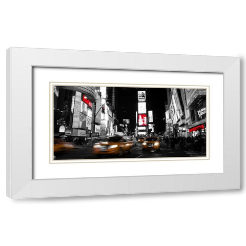 Nightlife in Times Square White Modern Wood Framed Art Print with Double Matting by Ludo, H.