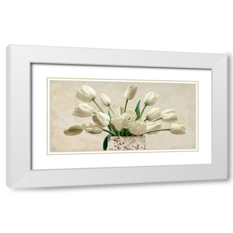 Bouquet blanc White Modern Wood Framed Art Print with Double Matting by Sanna, Leonardo
