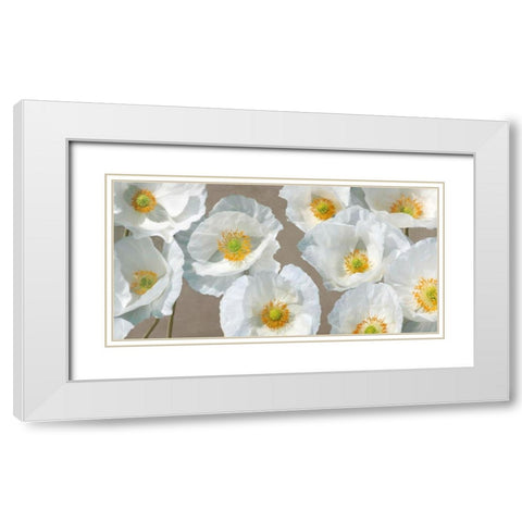 Poppy Arrangement (Taupe) White Modern Wood Framed Art Print with Double Matting by Leonardo, Sanna
