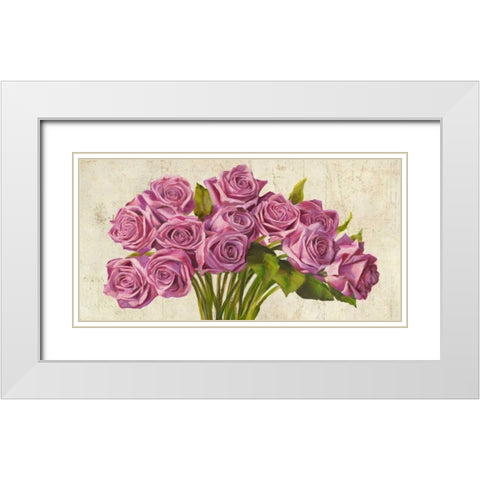 Roses White Modern Wood Framed Art Print with Double Matting by Sanna, Leonardo