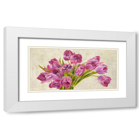 Tulipes White Modern Wood Framed Art Print with Double Matting by Sanna, Leonardo