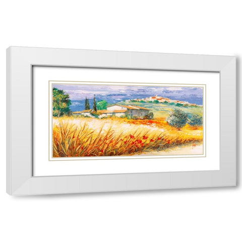 Casa in collina White Modern Wood Framed Art Print with Double Matting by Florio, Luigi