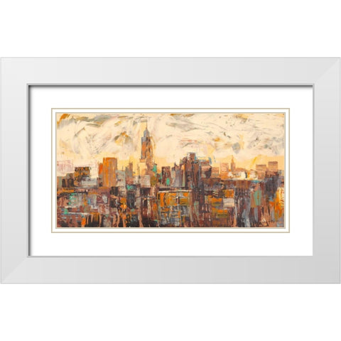 Mattino a New York White Modern Wood Framed Art Print with Double Matting by Florio, Luigi