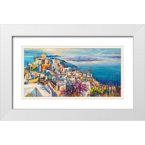Thira White Modern Wood Framed Art Print with Double Matting by Florio, Luigi